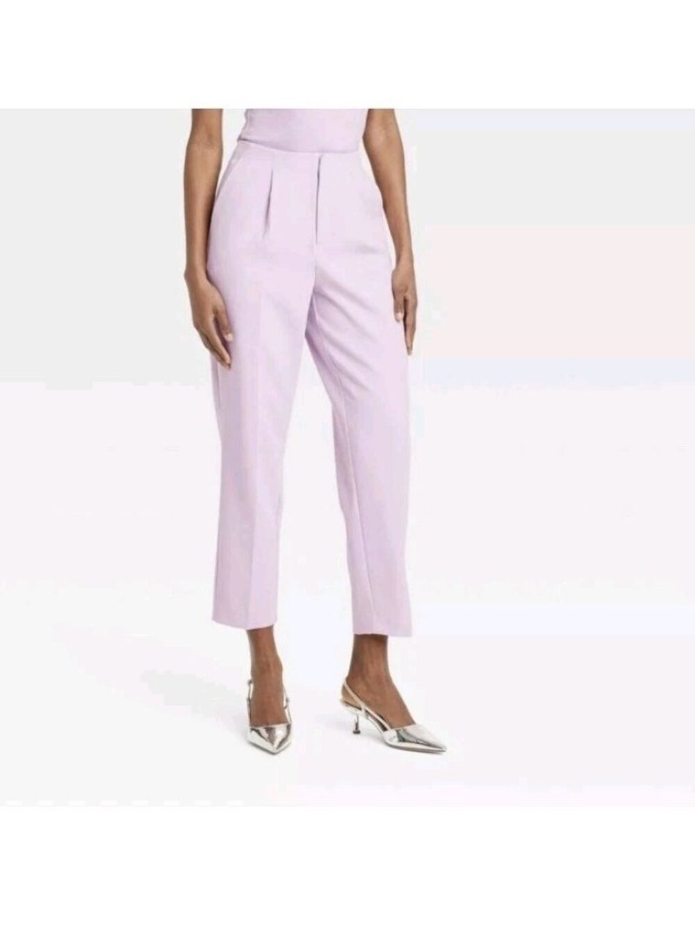 A New Day Dress Pant Women 16 Lilac Tapered High Rise Ankle Tailored Trouser NWT